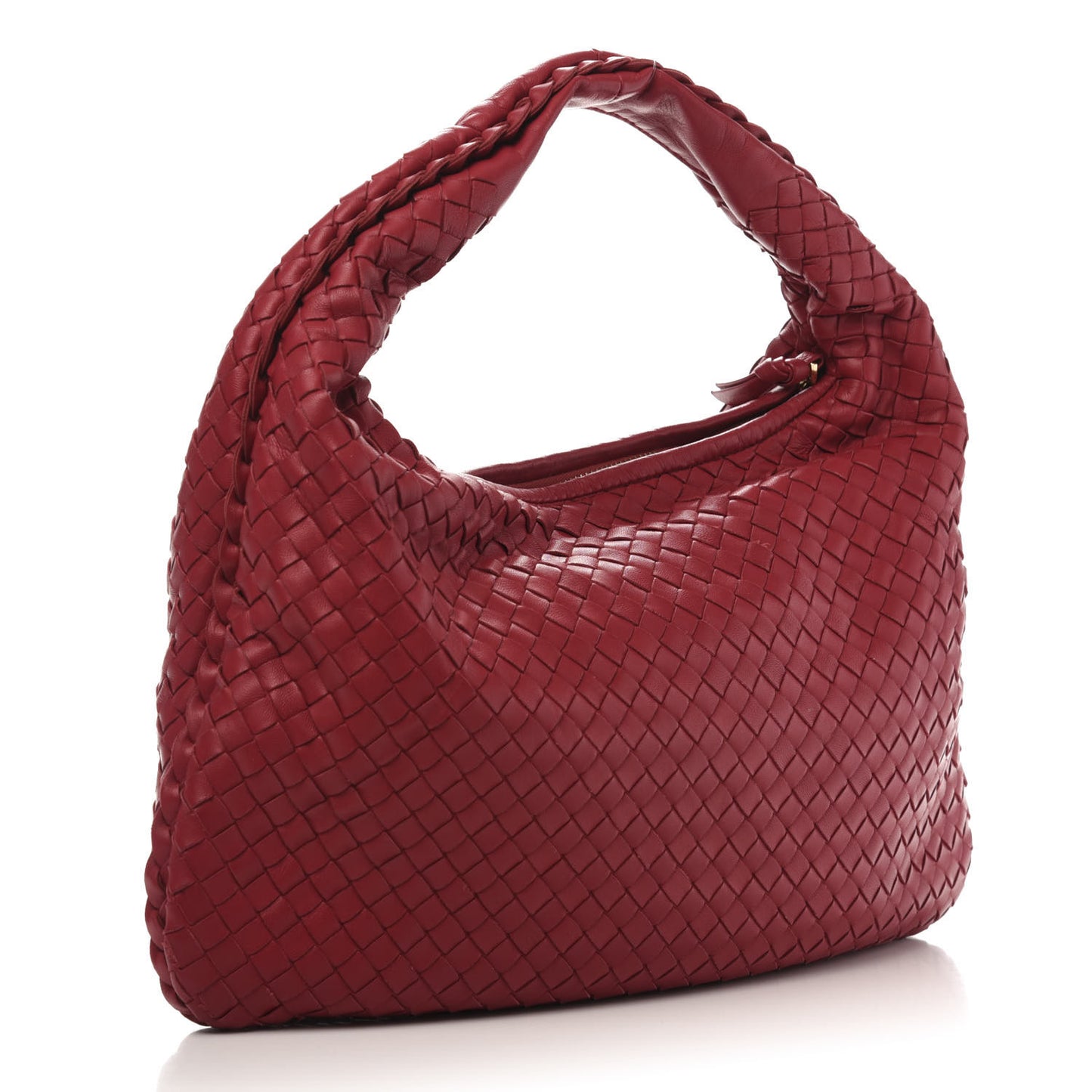 Nappa Intrecciato Small Veneta Hobo Cassis