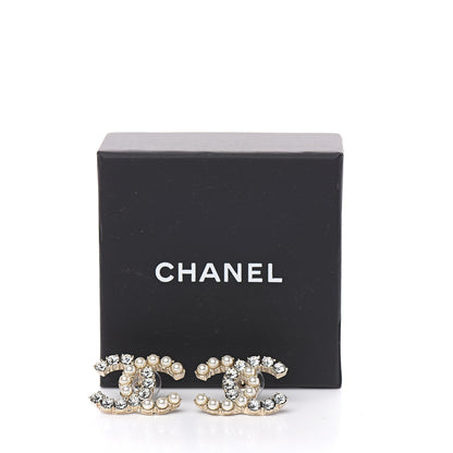 Chanel Crystal Pearl CC Dazzling Domino Earrings Gold 5 of 5