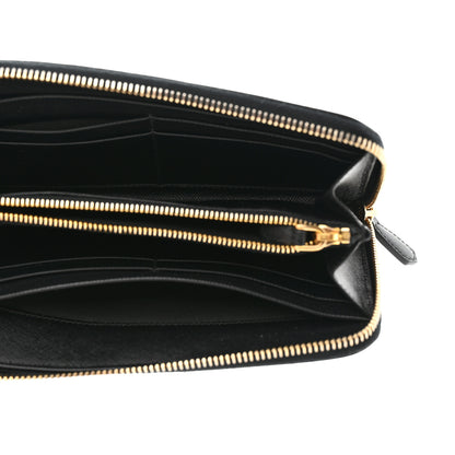 Prada Saffiano Metal Zip Around Wallet Black 5 of 7