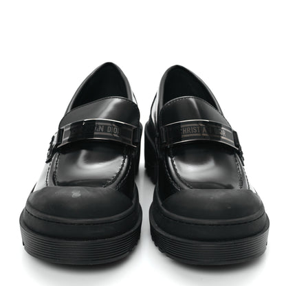 Christian Dior Brushed Calfskin Rubber Dior Code Cap Toe Lug Sole 15mm Loafers 35 Black 3 of 10