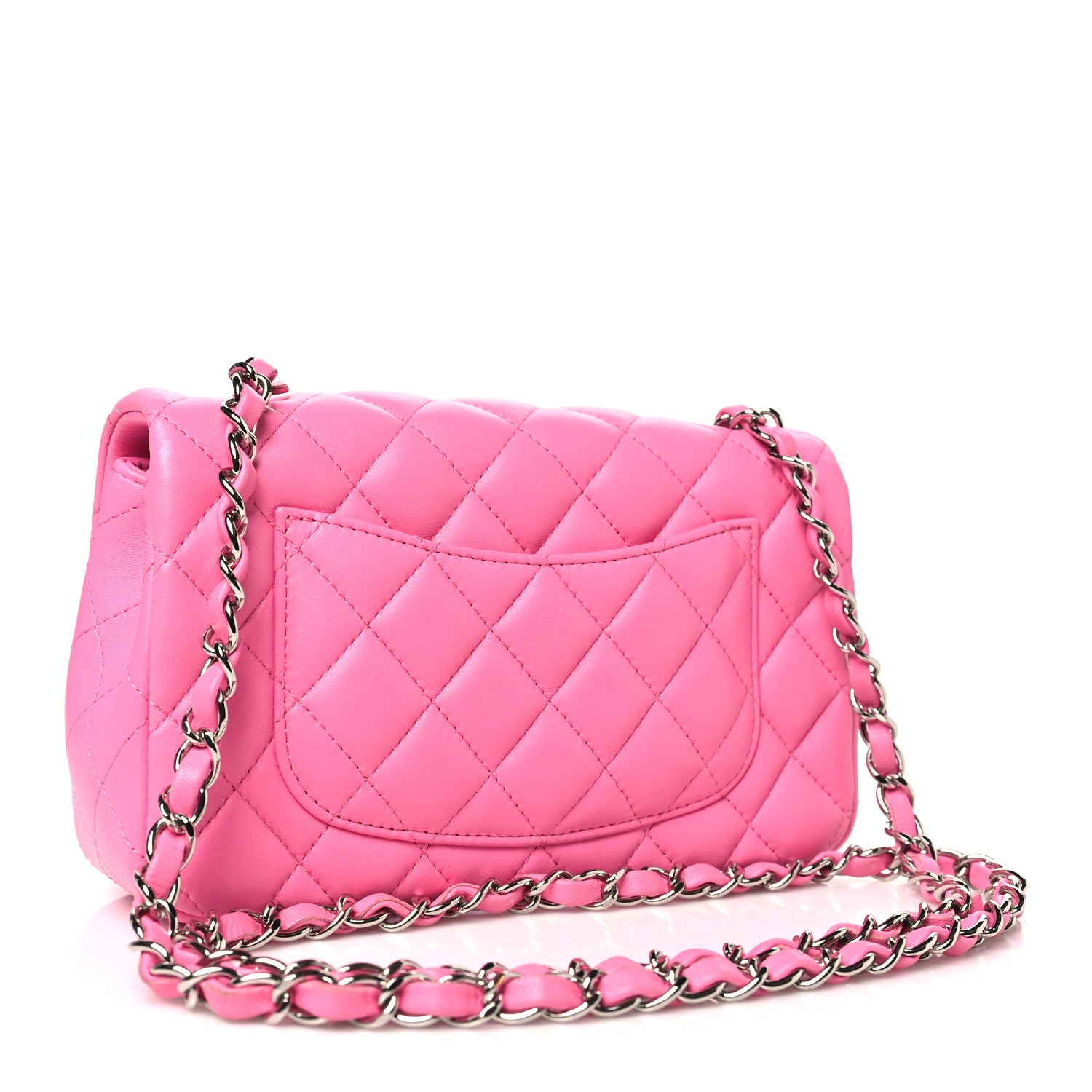 Chanel Lambskin Quilted Mini Rectangular Flap Neon Pink 3 of 11