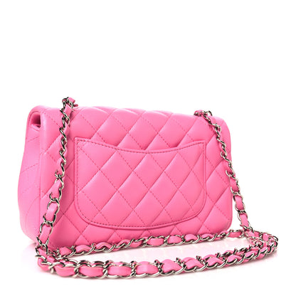 Chanel Lambskin Quilted Mini Rectangular Flap Neon Pink 3 of 11