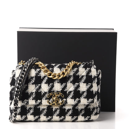 Chanel Tweed Quilted Medium 19 Flap Black Ecru White 11 of 11