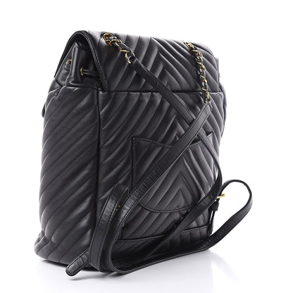 Chanel Calfskin Chevron Quilted Large Urban Spirit Backpack Black 3 of 11
