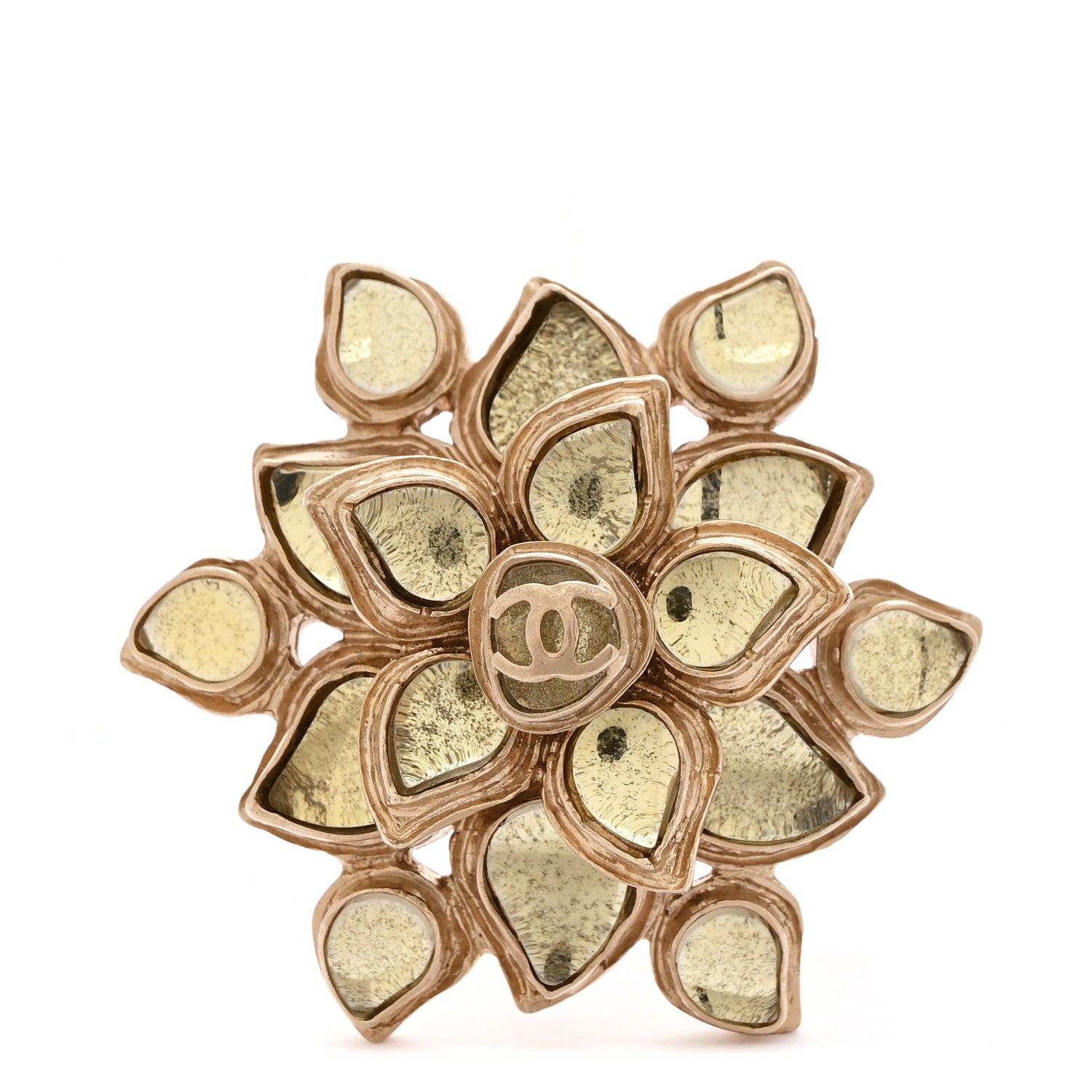 Chanel Gripoix Large CC Brooch Gold 1 of 3