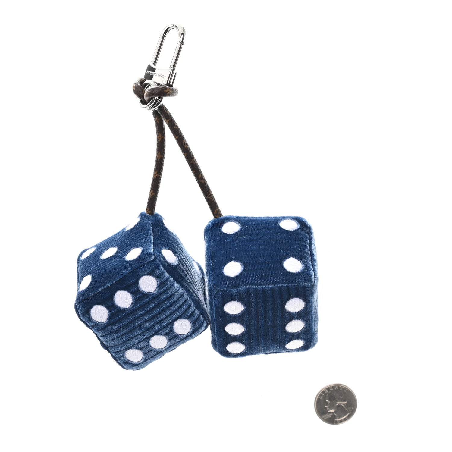 Louis Vuitton Velvet Monogram Embroidered Lucky Dice Bag Charm Blue 2 of 3