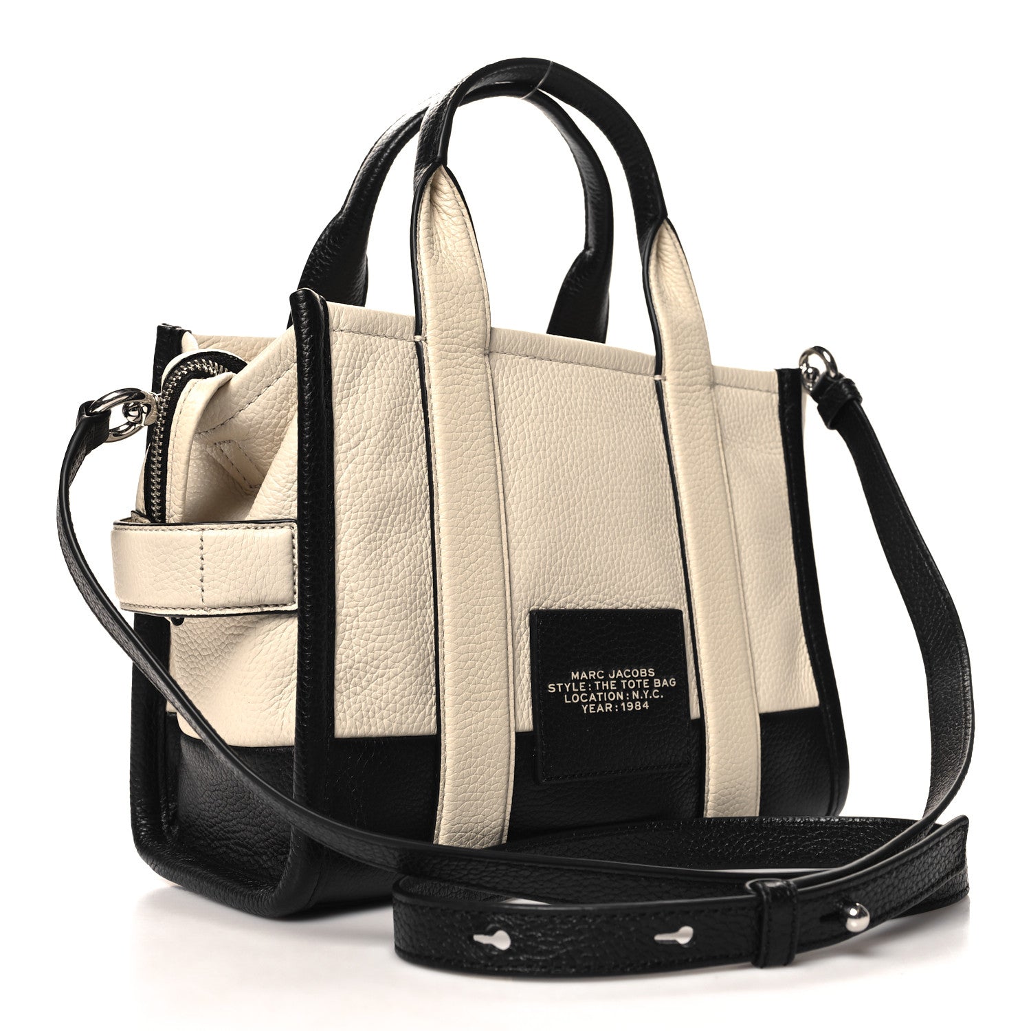 Marc Jacobs Grained Calfskin Colorblock Mini The Tote Bag Ivory Multi 3 of 9