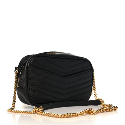Saint Laurent Grain De Poudre Matelasse Monogram Mini Lou Camera Bag Black 3 of 9