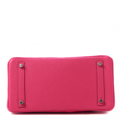 Hermes Taurillon Clemence Birkin 30 Rose Shocking 6 of 31