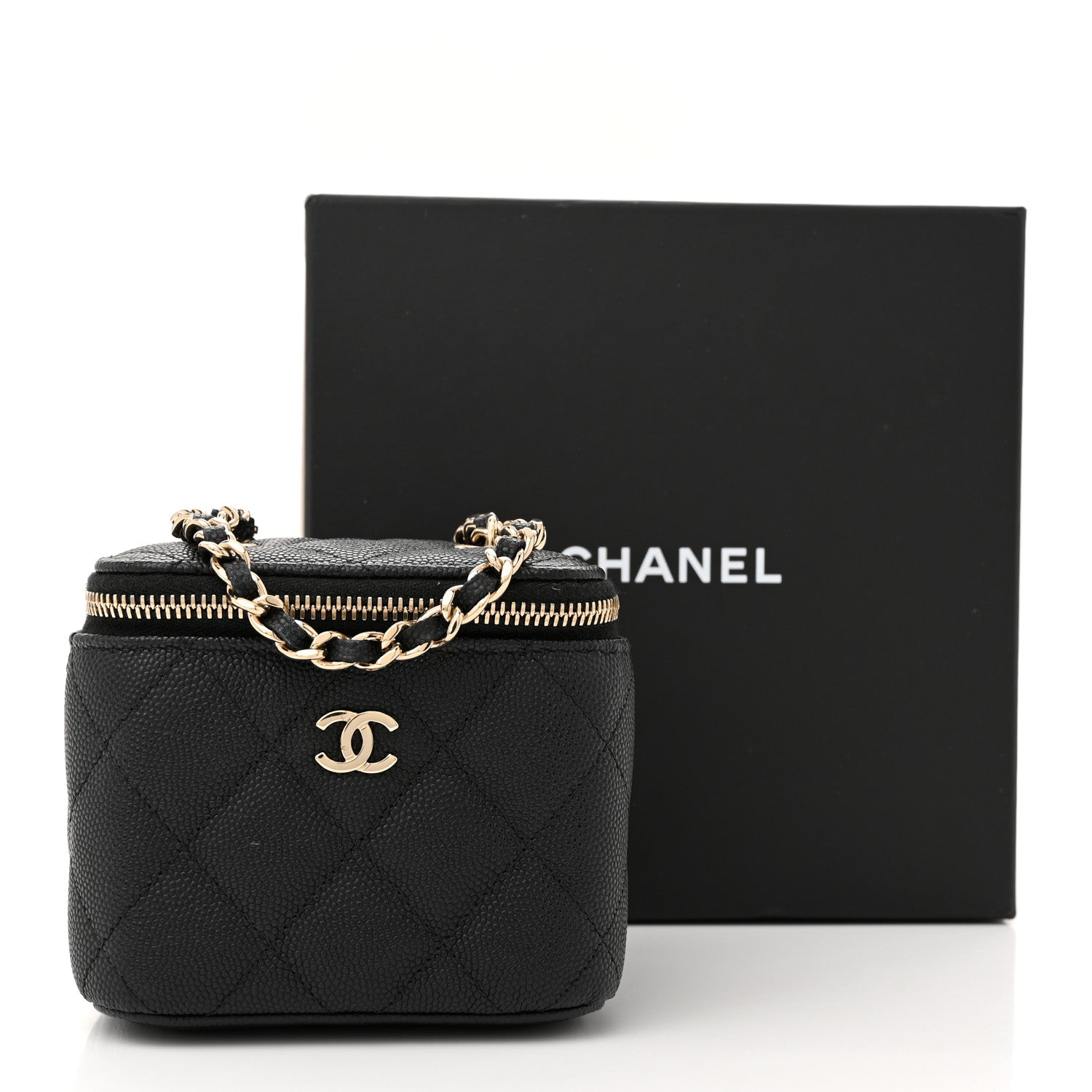 Chanel Caviar Quilted Mini Vanity Case With Chain Black 11 of 11