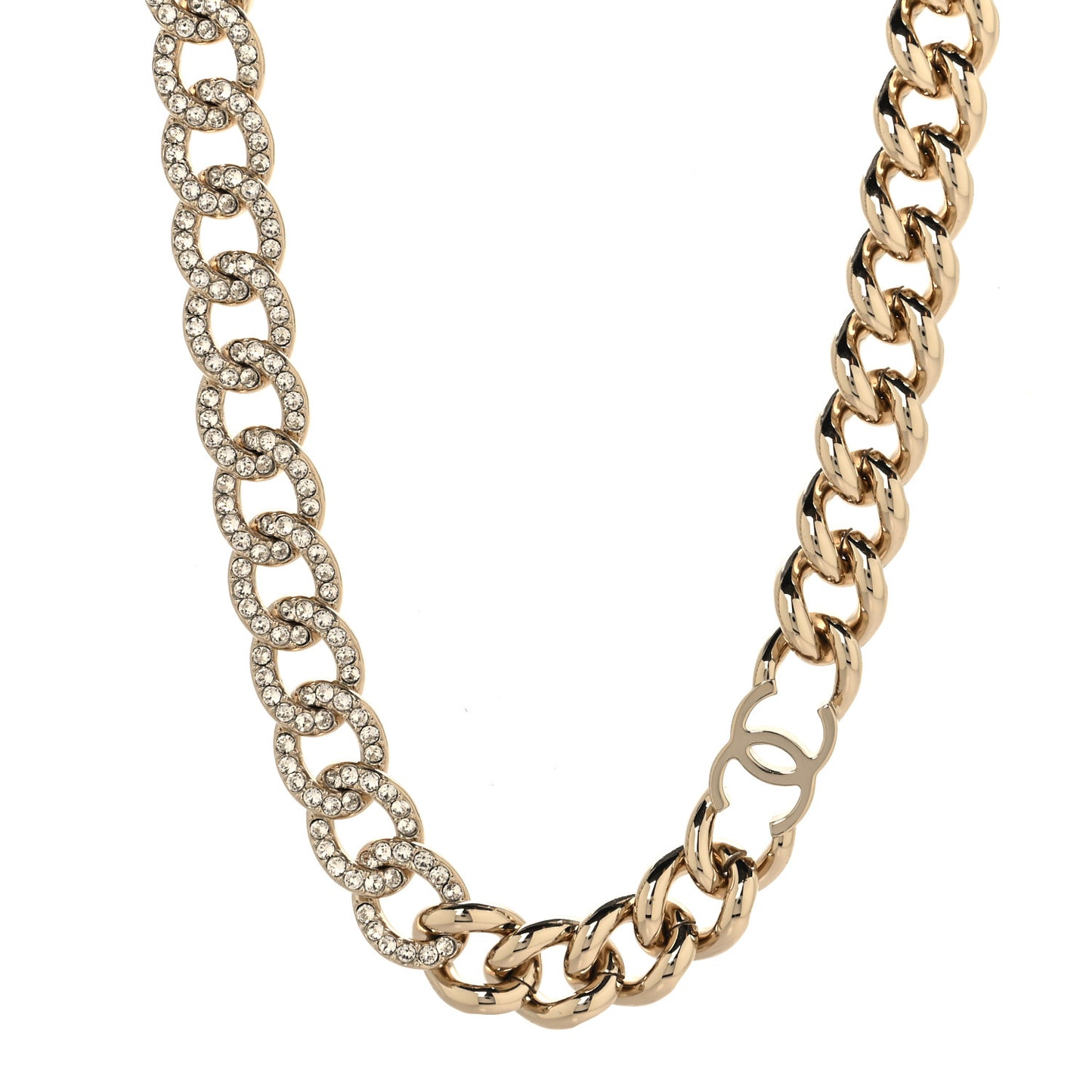 Crystal CC Chain Link Choker Necklace Gold