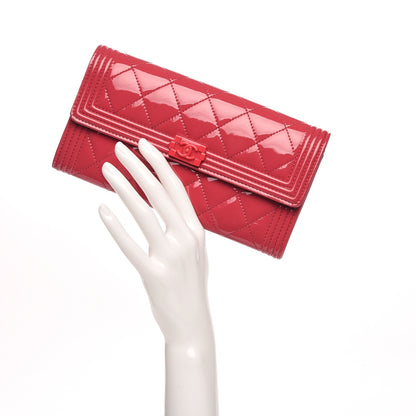 Chanel Patent Calfskin Quilted Boy Flap Wallet Pink 2 of 8