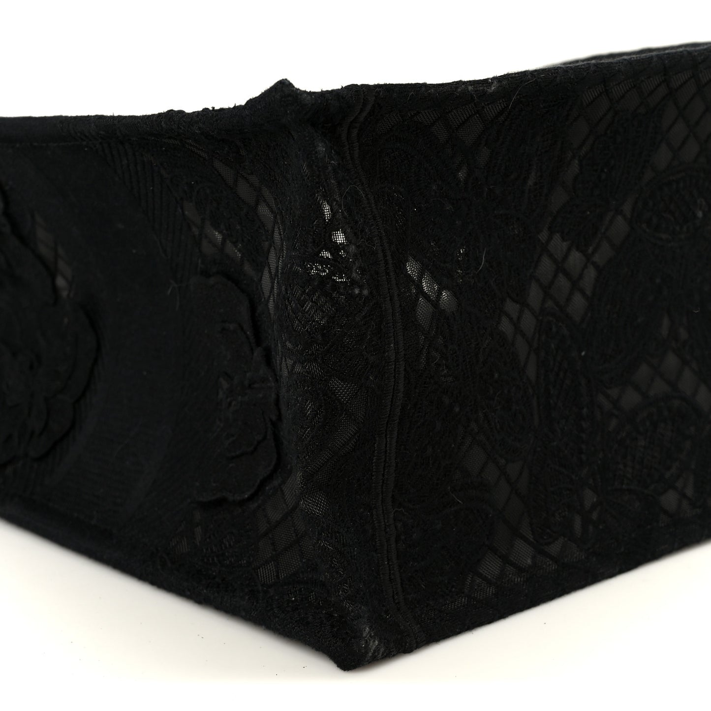 Embroidered 3D Macrame D-Lace Butterfly Medium Book Tote Black Multicolor