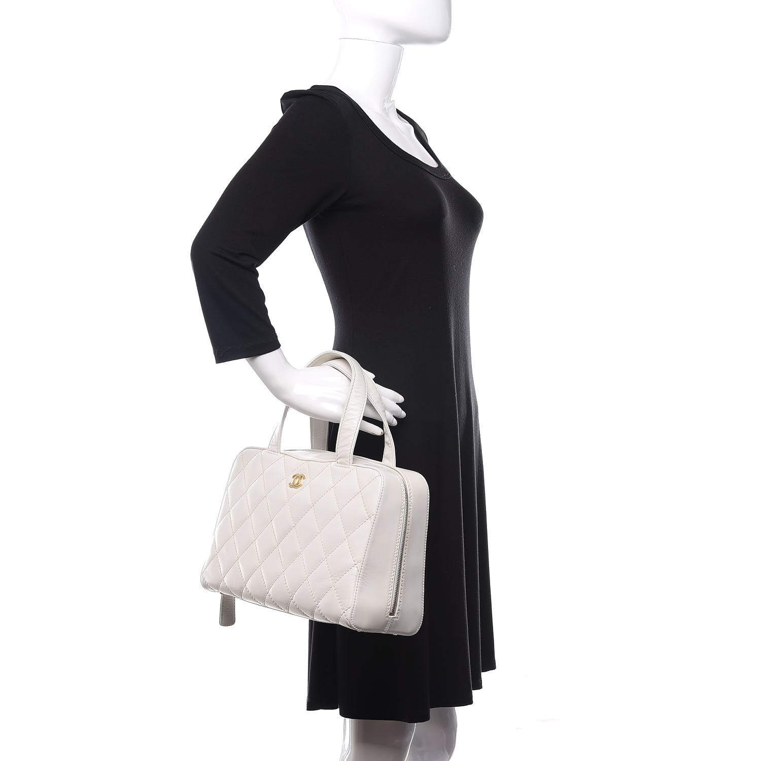 Chanel Calfskin Contrast Stitch Surpique Bowler White 2 of 14