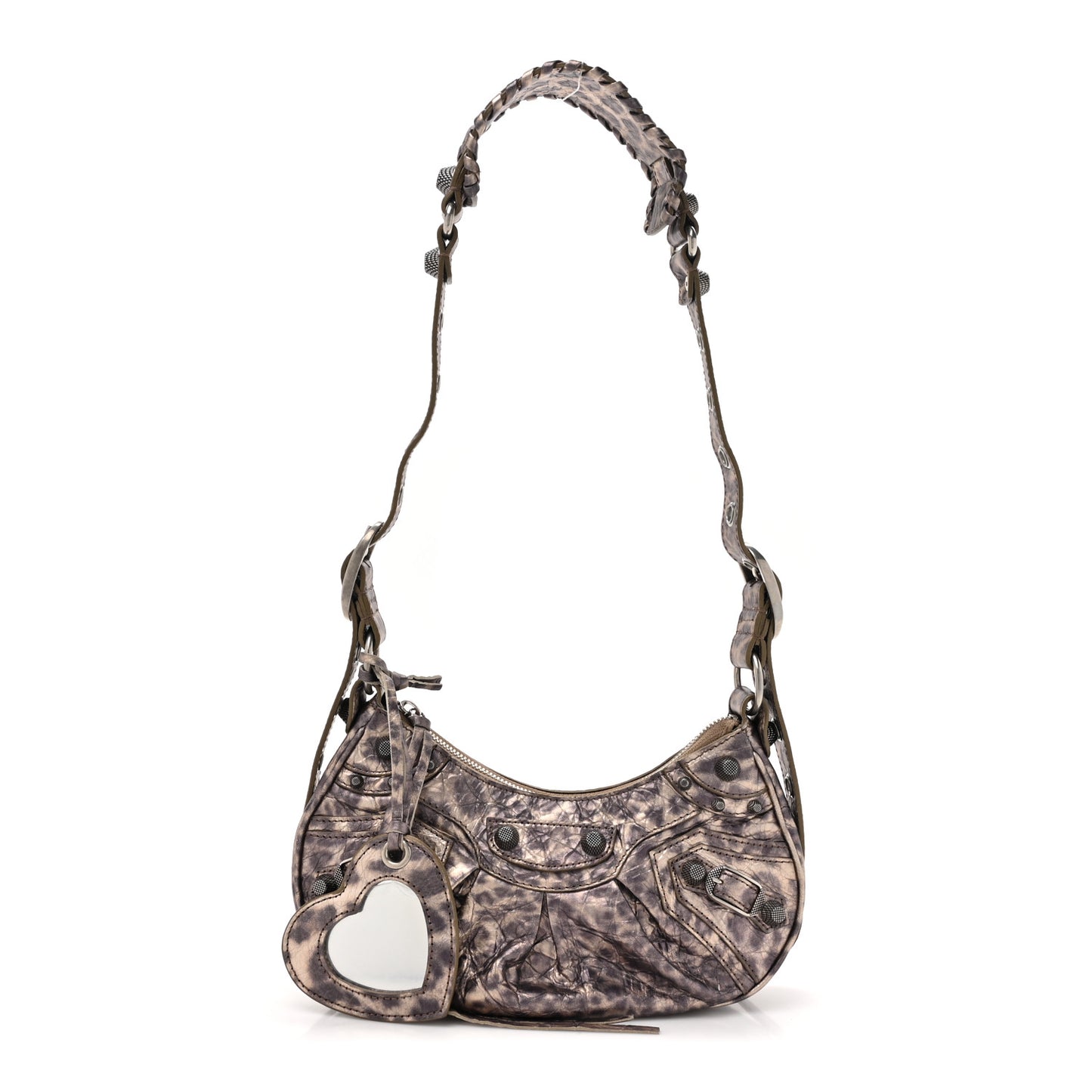Metallic Agneau Arena Leopard Le Cagole Shoulder Bag XS Brown