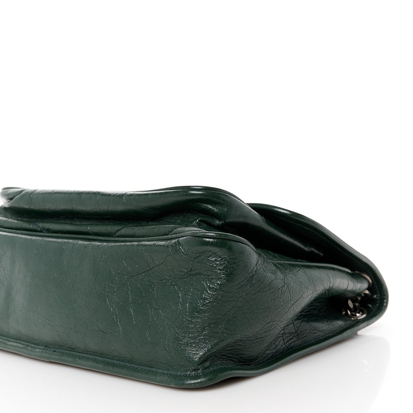 Crinkled Calfskin Matelasse Monogram Medium Niki Chain Satchel Military Olive