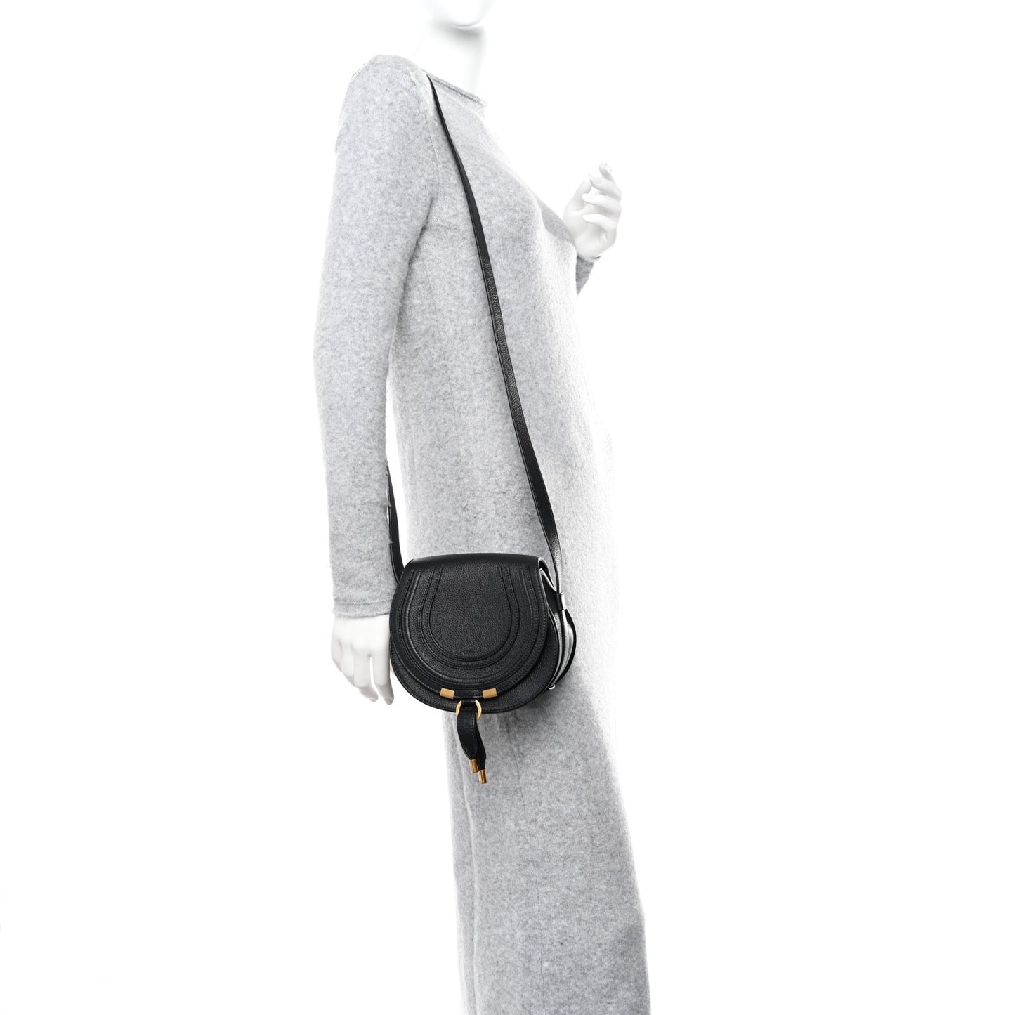 Calfskin Mini Marcie Round Crossbody Bag Black
