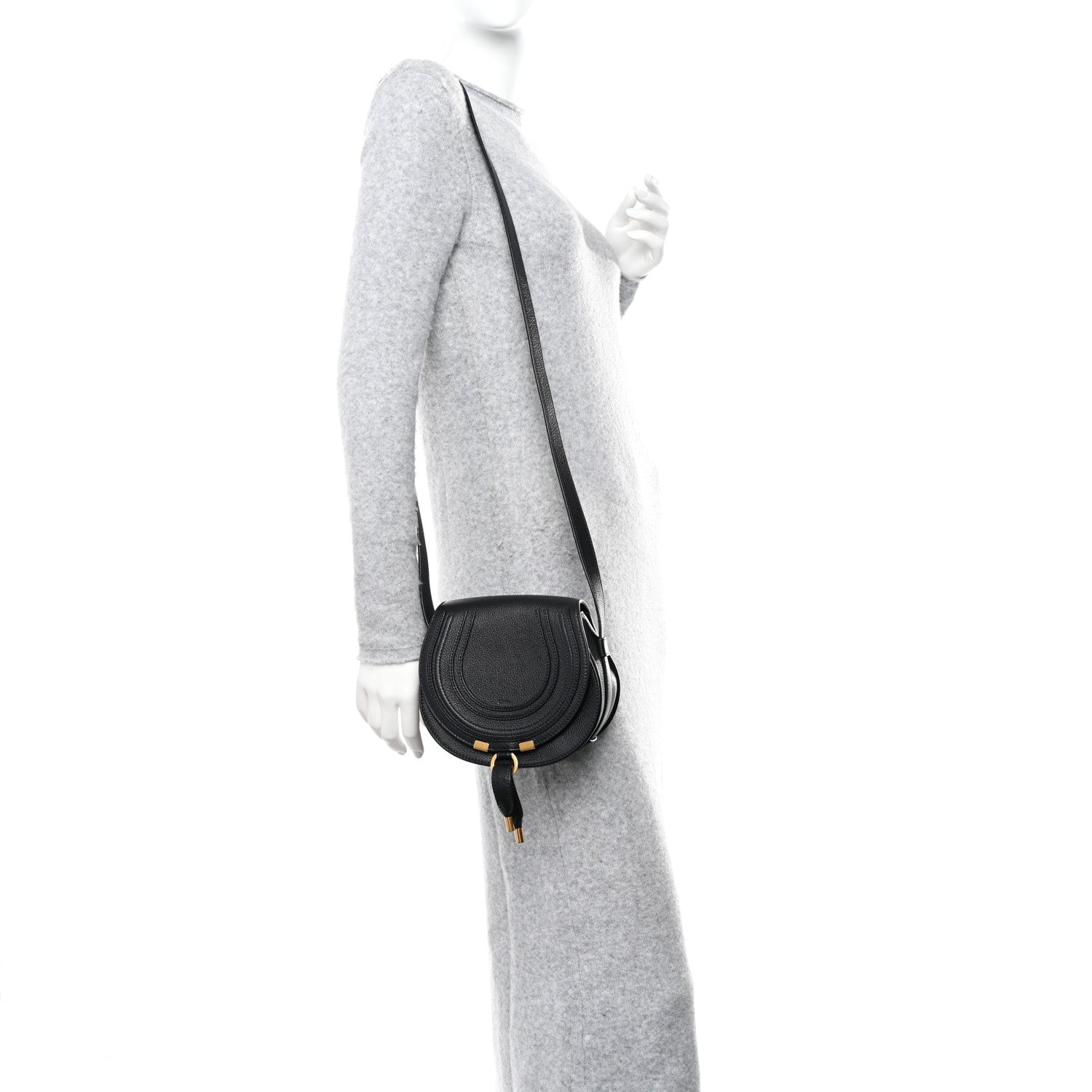 Chloe Calfskin Mini Marcie Round Crossbody Bag Black 2 of 9