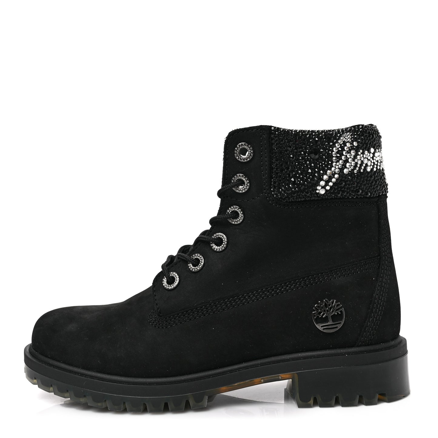 X TIMBERLAND Nubuck Swarovski Crystal Womens Ankle Boots 9 Black