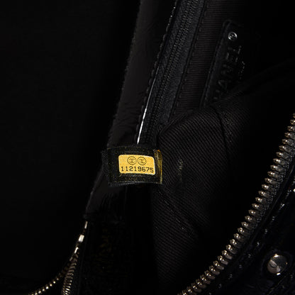 Chanel Distressed Patent Leather Studded Train Case Black 6 of 8