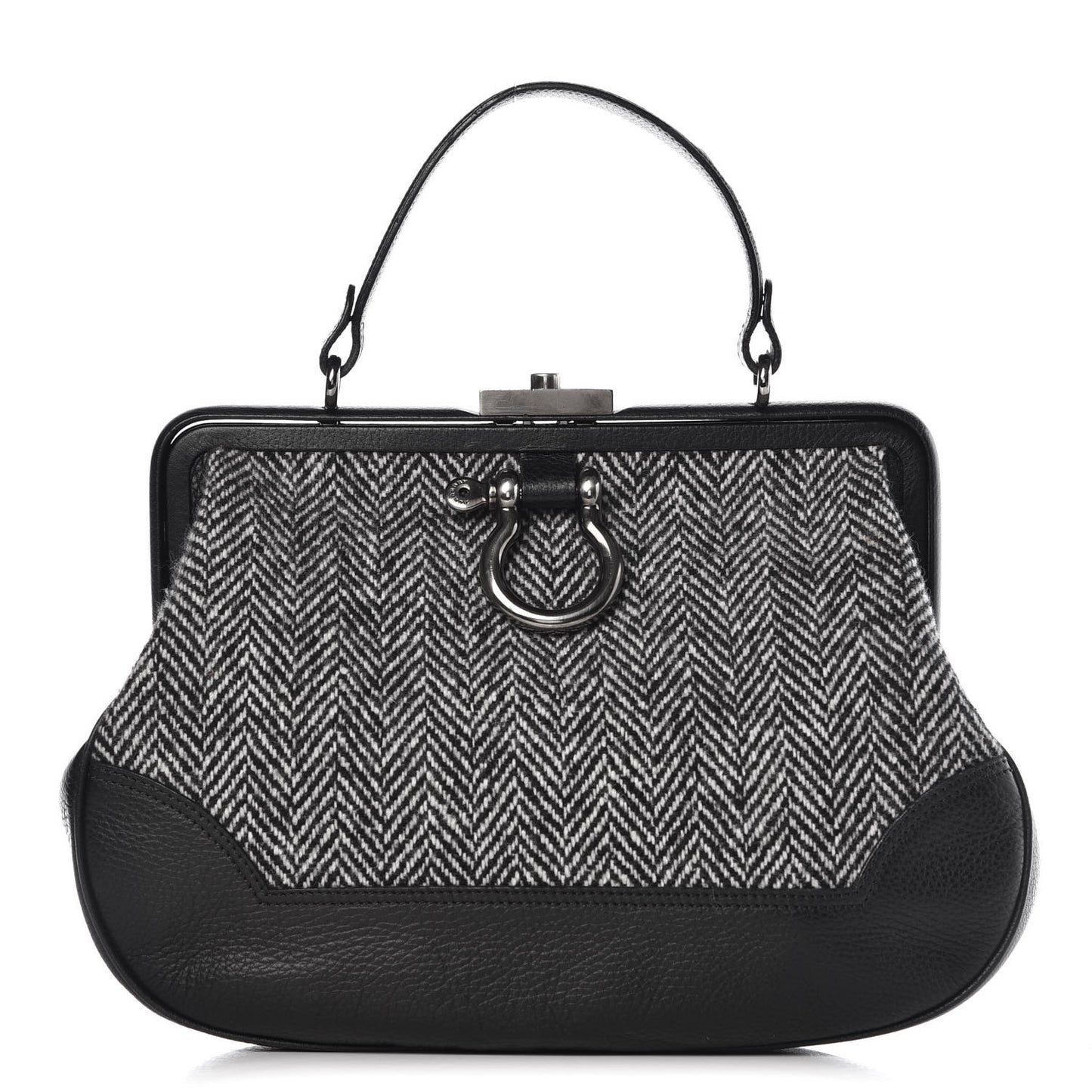 Tweed Frame Handbag Black