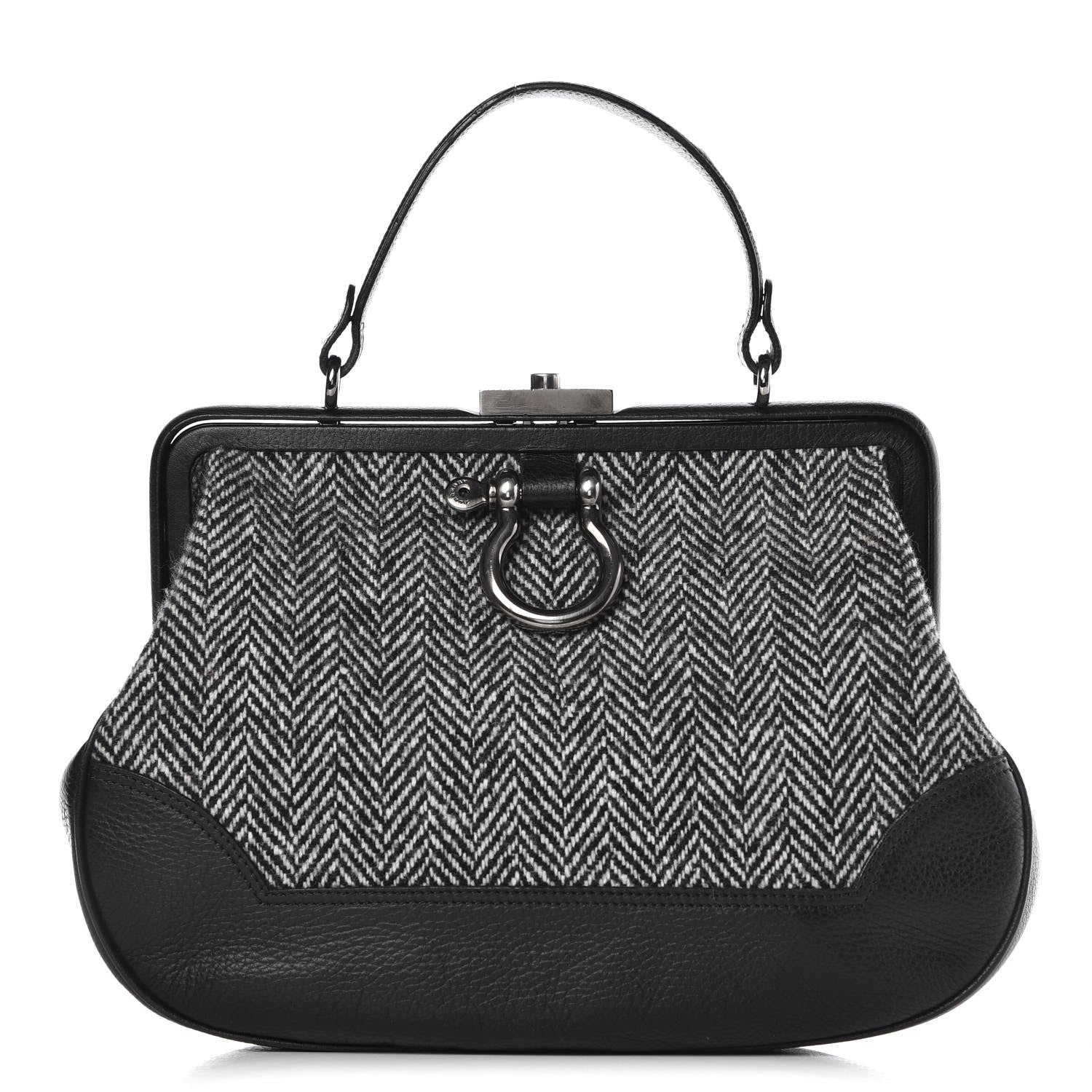 Burberry Tweed Frame Handbag Black 1 of 8