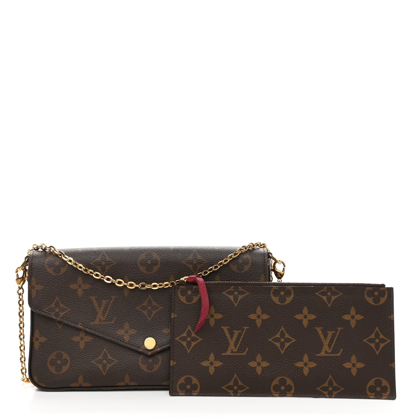 Monogram Pochette Felicie Chain Wallet Fuchsia
