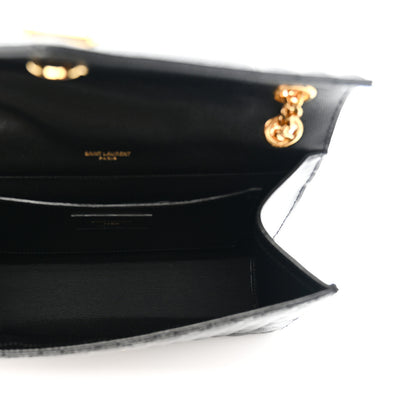 Saint Laurent Grain De Poudre Textured Mixed Matelasse Triquilt Medium Monogram Satchel Black 5 of 11