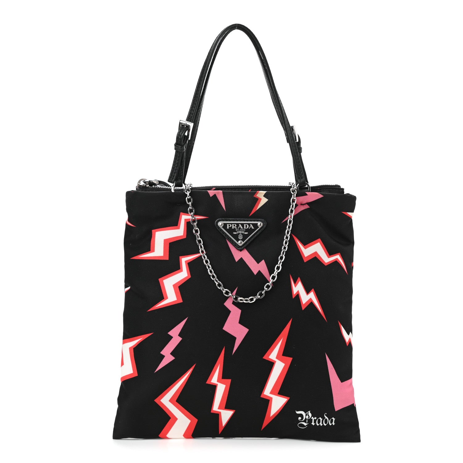 Prada X UNIVERSAL STUDIOS Tessuto Nylon Thunder Frankenstein Chain Shopping Tote Lacca 1 of 9