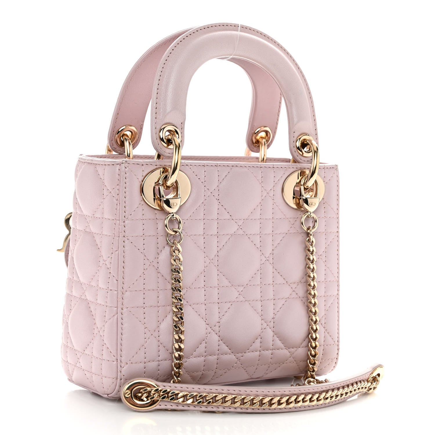 Christian Dior Metallic Lambskin Cannage Mini Lady Dior Lotus 3 of 9
