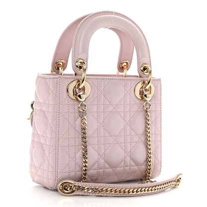Christian Dior Metallic Lambskin Cannage Mini Lady Dior Lotus 3 of 9