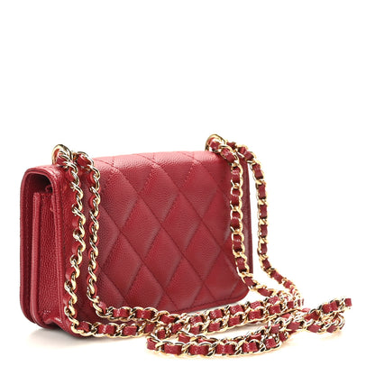 Chanel Caviar Quilted Pocket Twins Clutch With Chain Burgundy 3 of 12