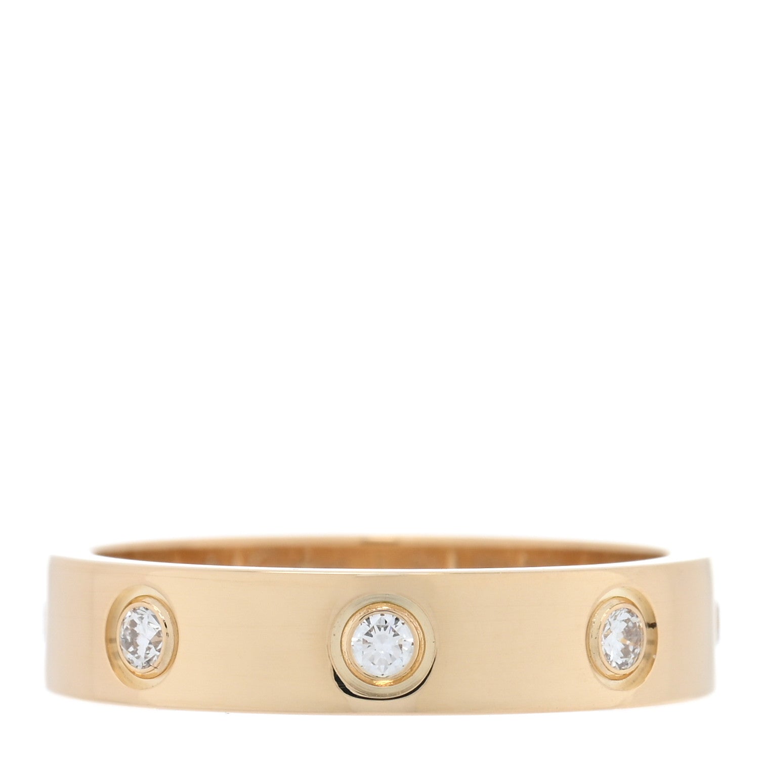 Cartier 18K Yellow Gold 8 Diamond 4mm LOVE Wedding Band Ring 51 5.75 1 of 5