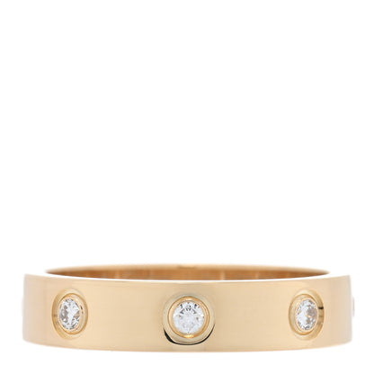 Cartier 18K Yellow Gold 8 Diamond 4mm LOVE Wedding Band Ring 51 5.75 1 of 5