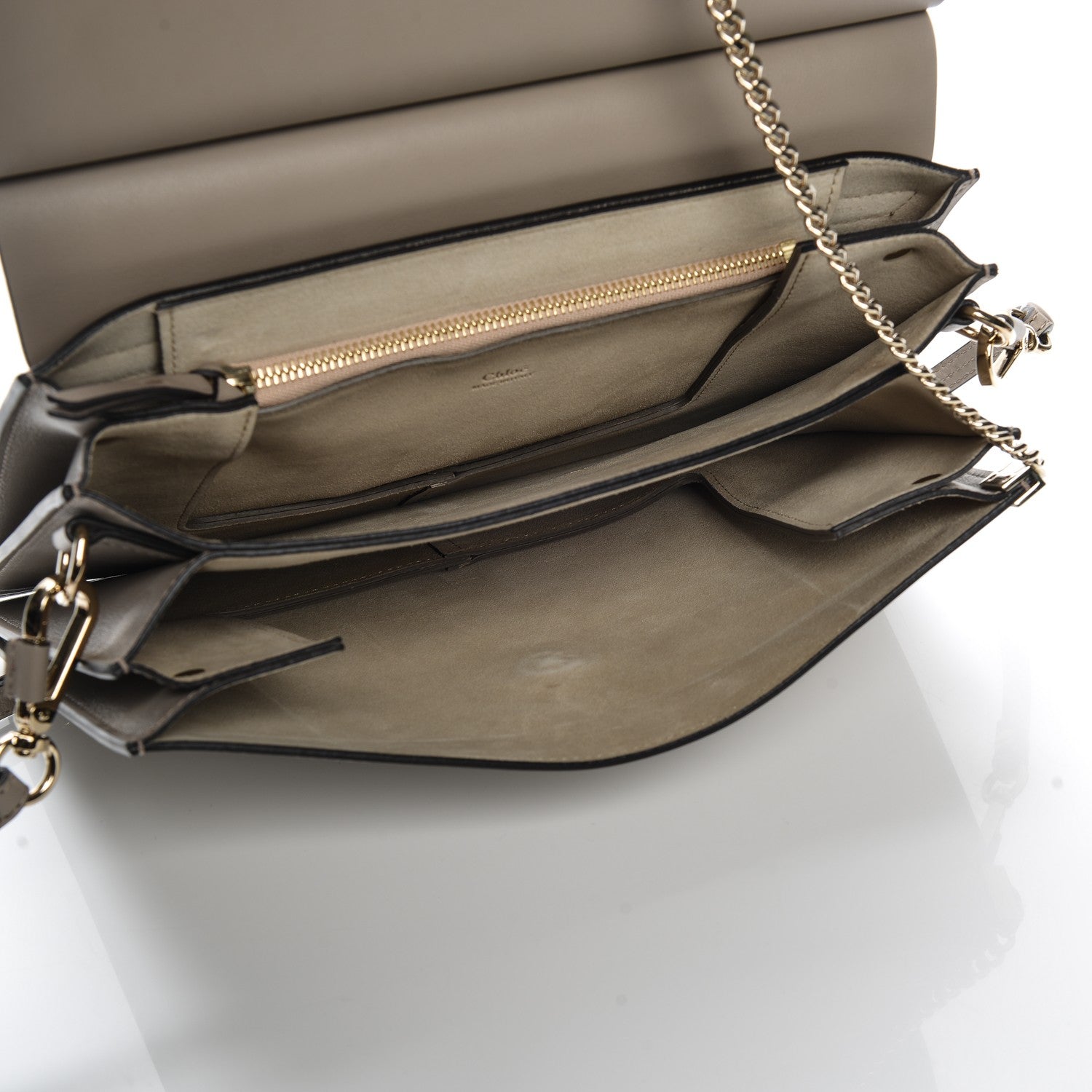 Chloe Calfskin Suede Medium Faye Shoulder Bag Motty Grey 5 of 6