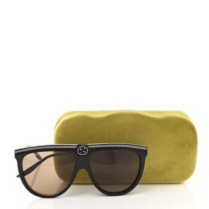 Gucci Aviator Crystal Brow Sunglasses GG0732S Havana Brown 10 of 10