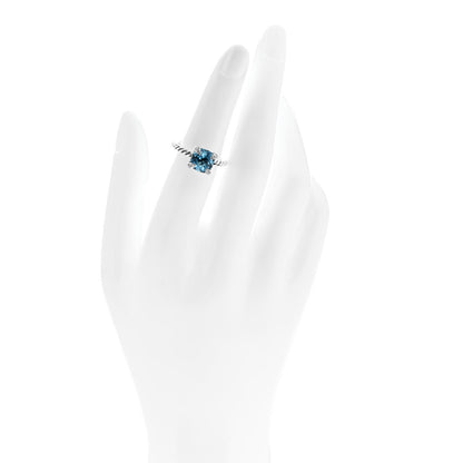 David Yurman Sterling Silver Diamond Blue Topaz 8mm Chatelaine Ring 49 5 2 of 5