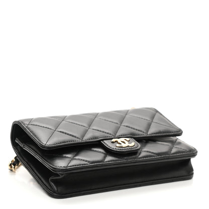 Chanel Lambskin Resin Bi-Color Quilted Wallet On Chain WOC Black 3 of 11