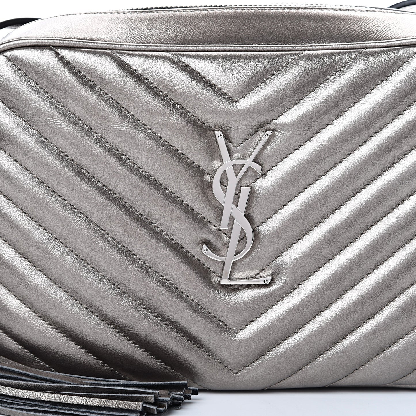 Metallic Calfskin Matelasse Monogram Lou Camera Bag Silver