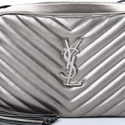 Saint Laurent Metallic Calfskin Matelasse Monogram Lou Camera Bag Silver 7 of 10