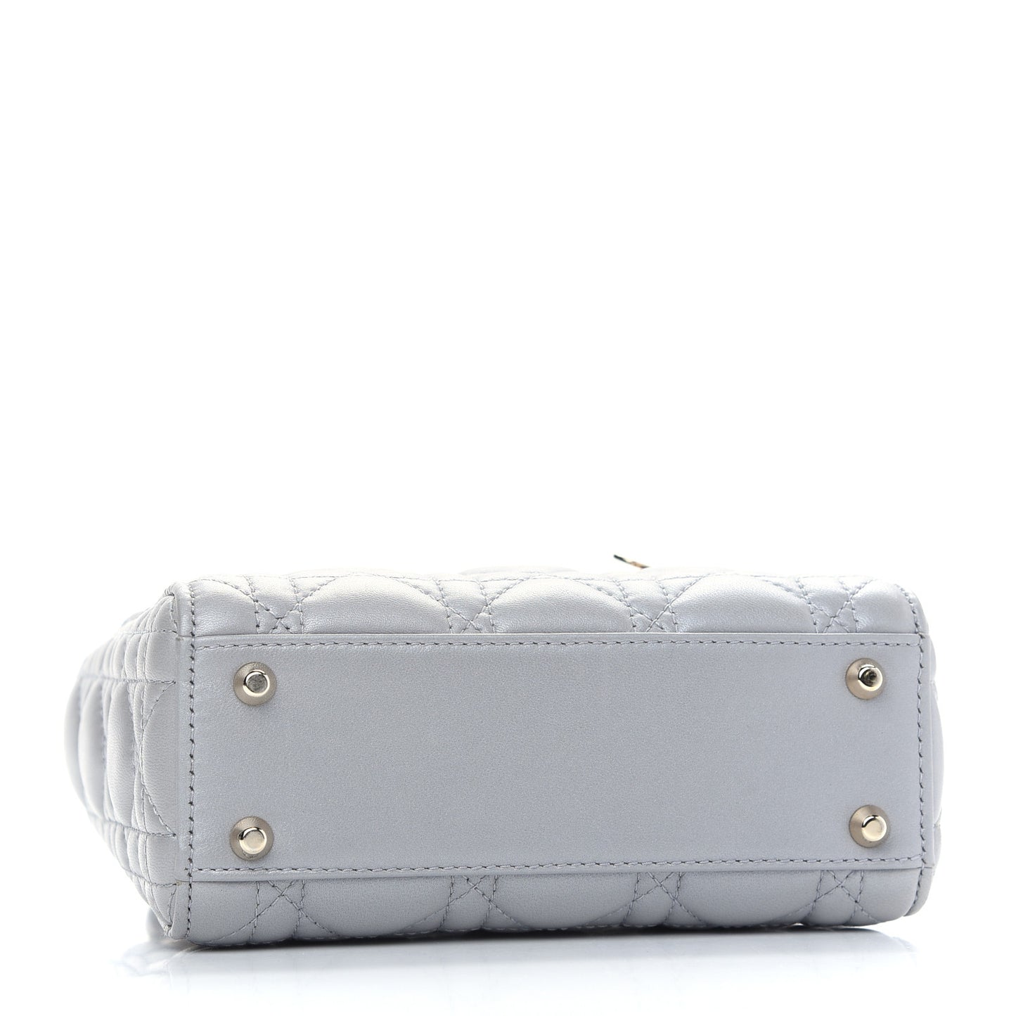 Metallic Lambskin Cannage Mini Lady Dior Grey