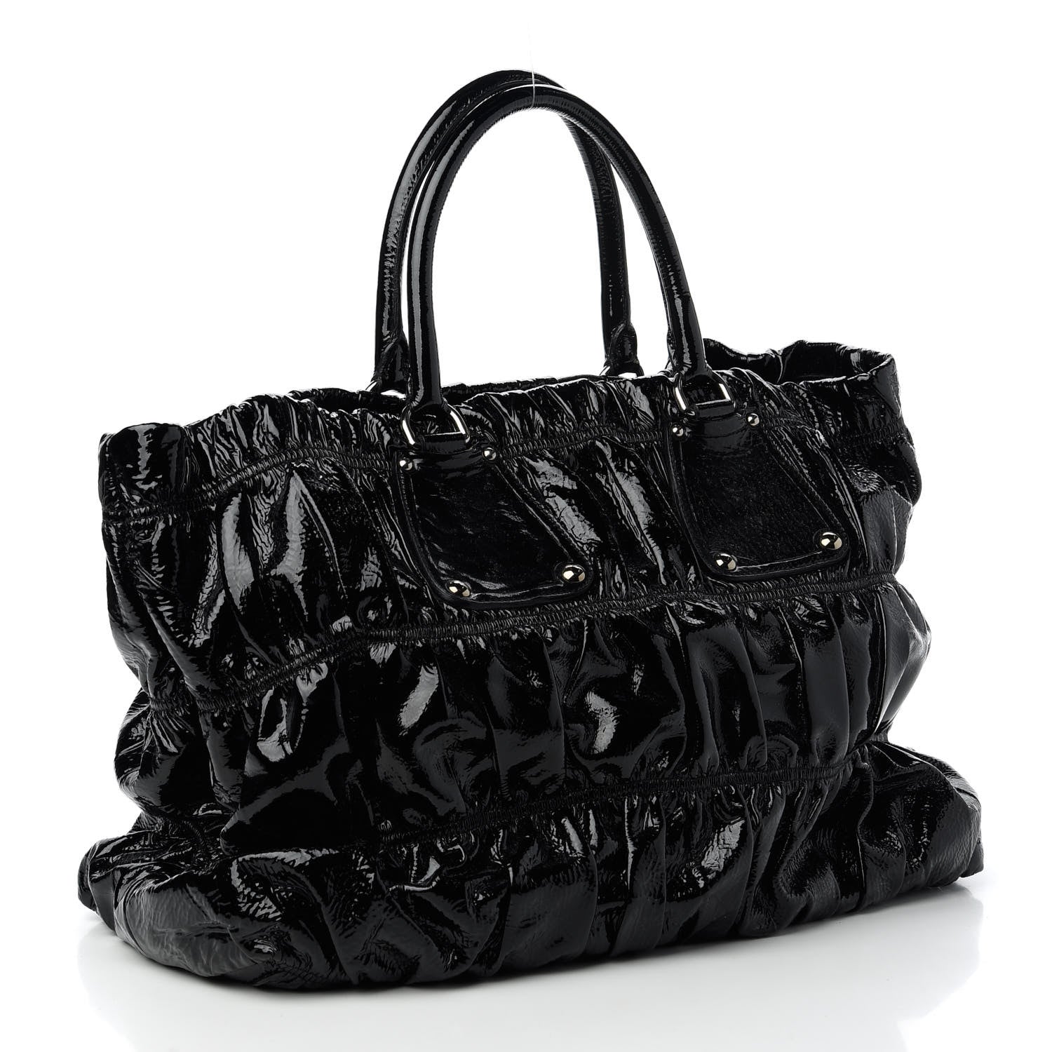Prada Vernice Gaufre Tote Black 3 of 10