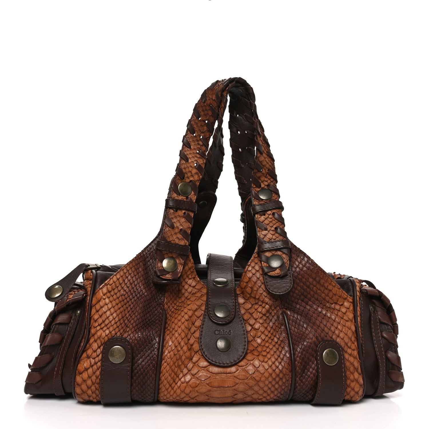 Chloe Snakeskin Silverado Shoulder Bag Brown 1 of 10