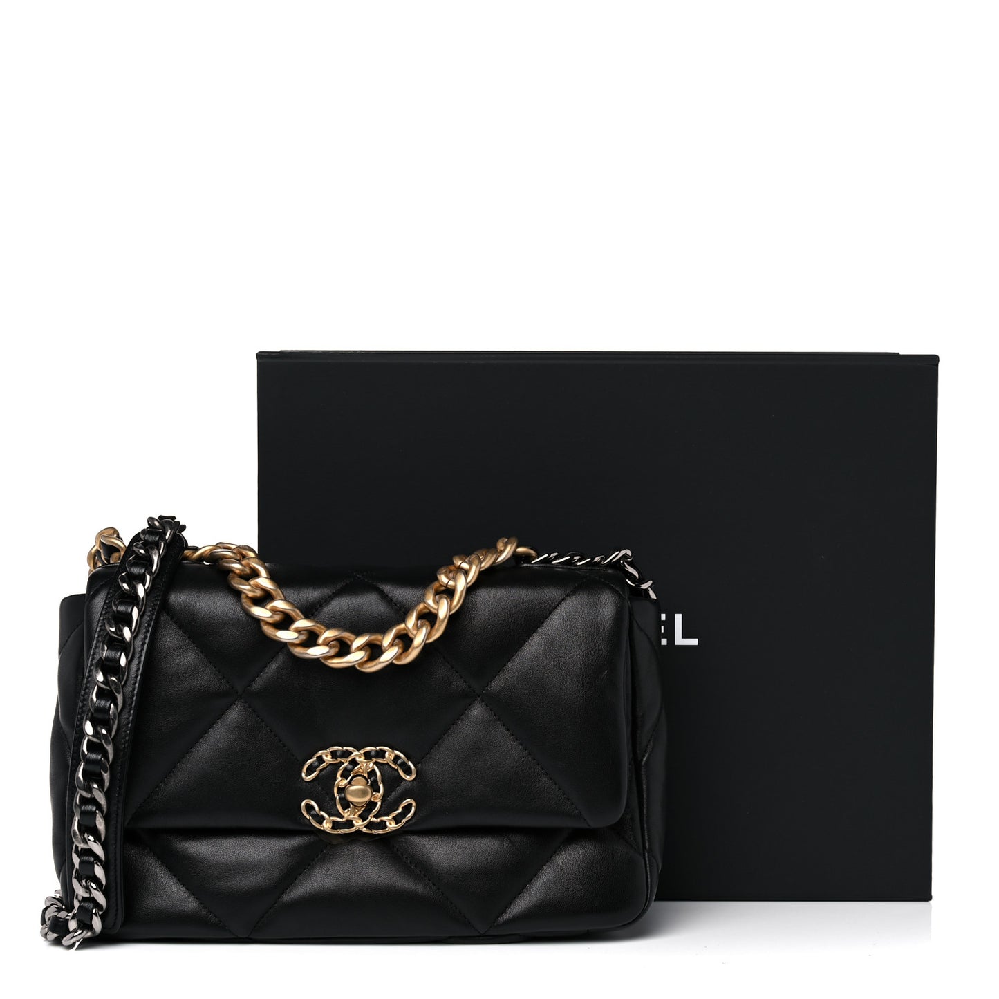 Lambskin Quilted Medium Chanel 19 Flap Black
