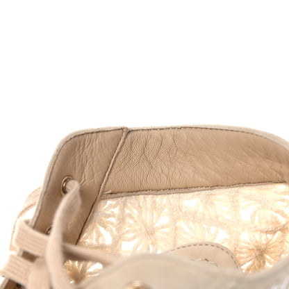 Chanel Crochet Calfskin Lace Up Boots 38 Beige 10 of 11