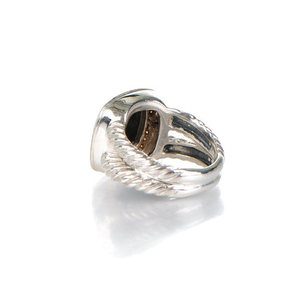 David Yurman Sterling Silver Diamond Black Onyx 11mm Albion Ring 50 5.25 3 of 4