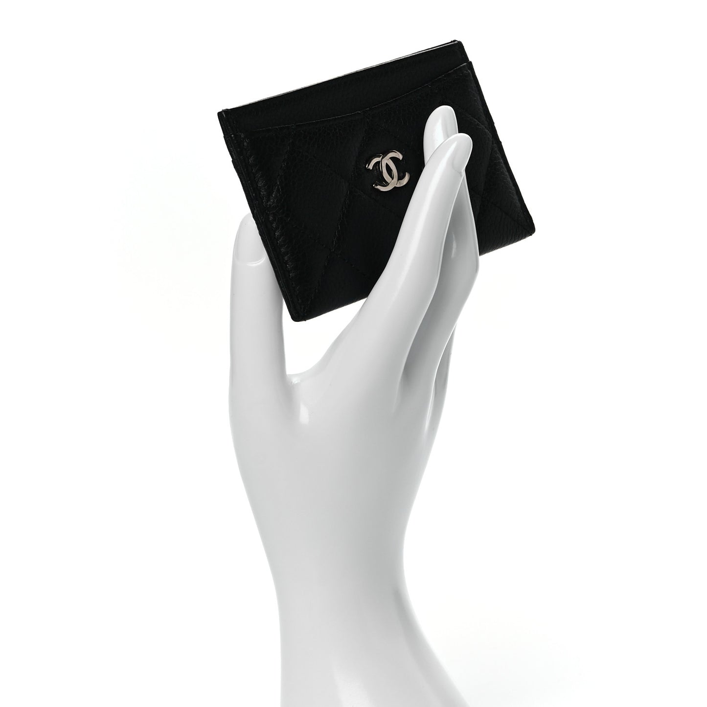 Caviar Quilted Card Holder Black