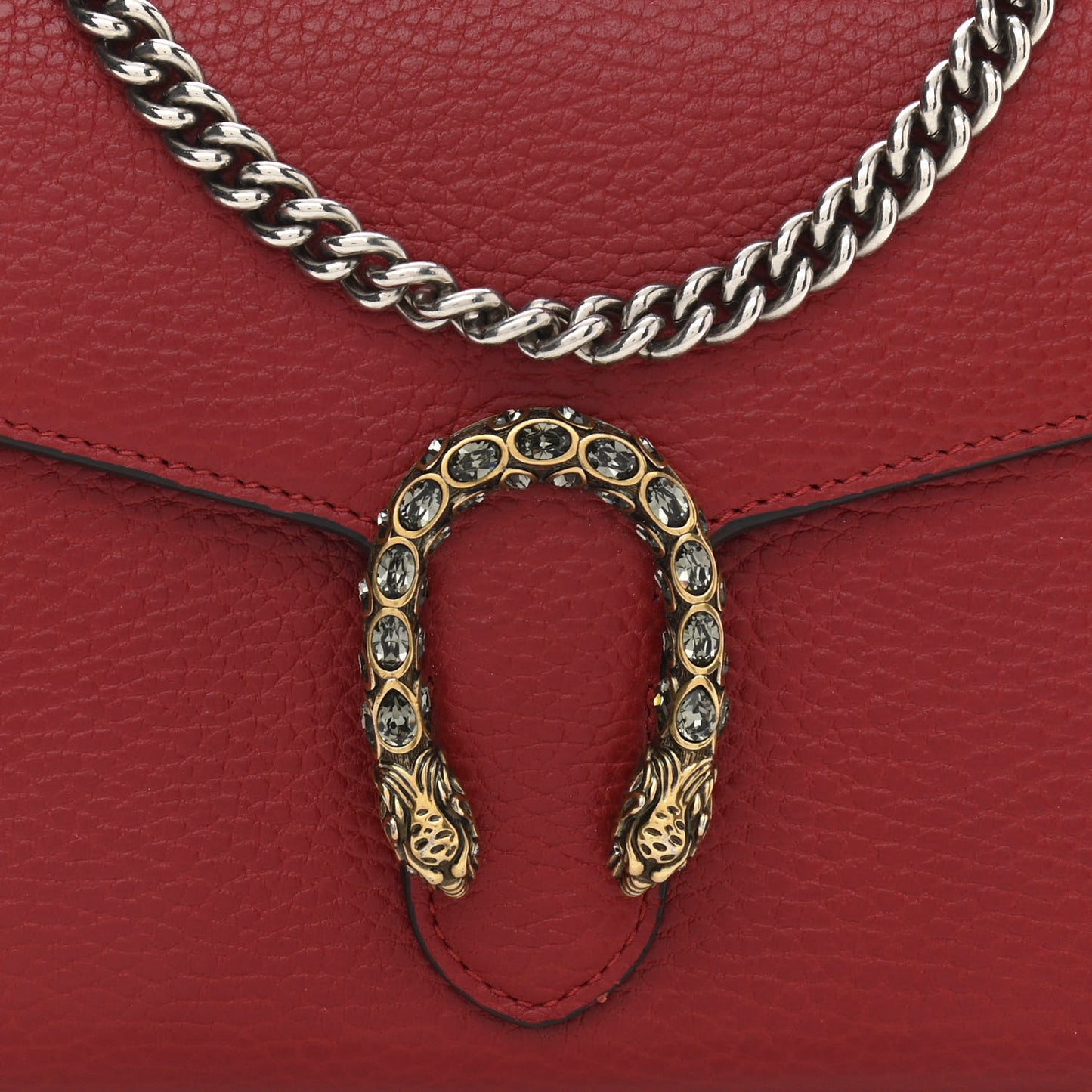 Calfskin Mini Dionysus Chain Wallet Hibiscus Red