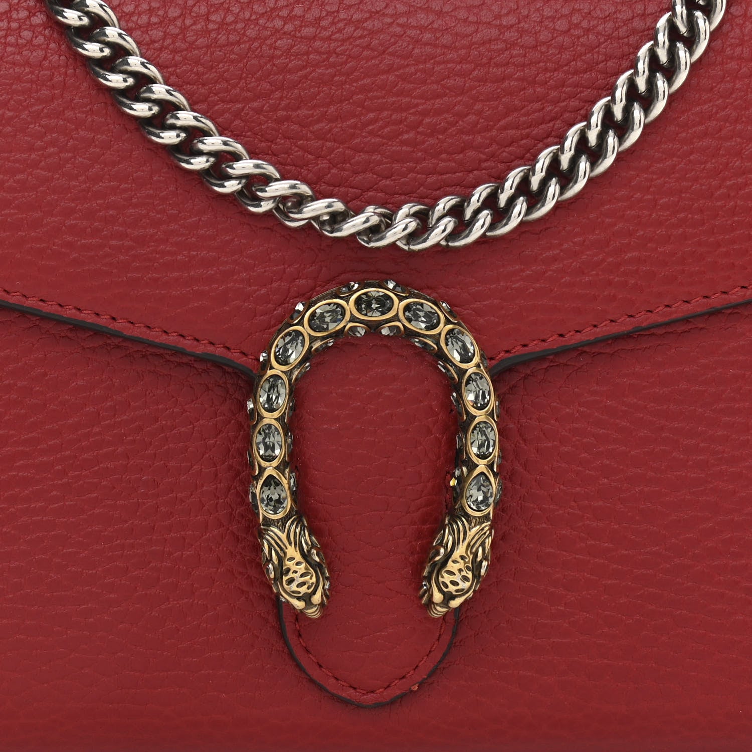 Gucci Calfskin Mini Dionysus Chain Wallet Hibiscus Red 8 of 10