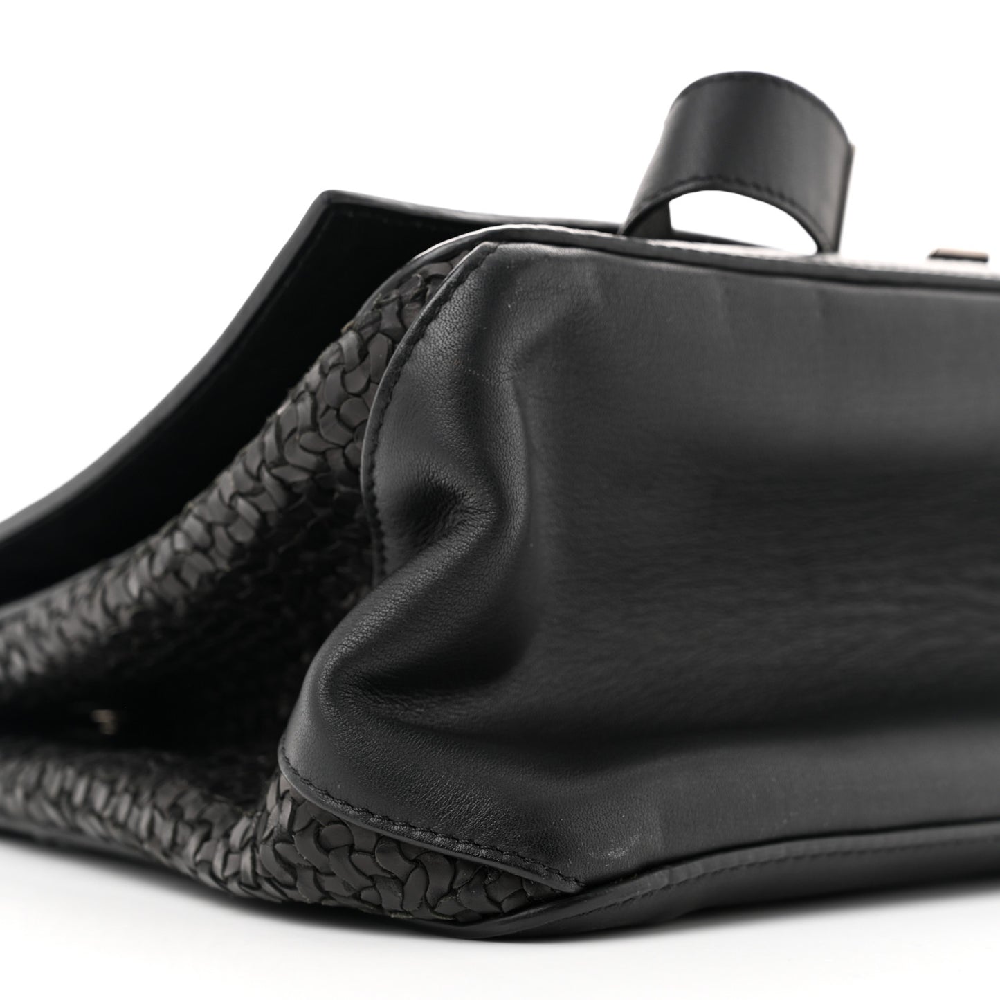 Calfskin Woven Small Lunch Bag Black